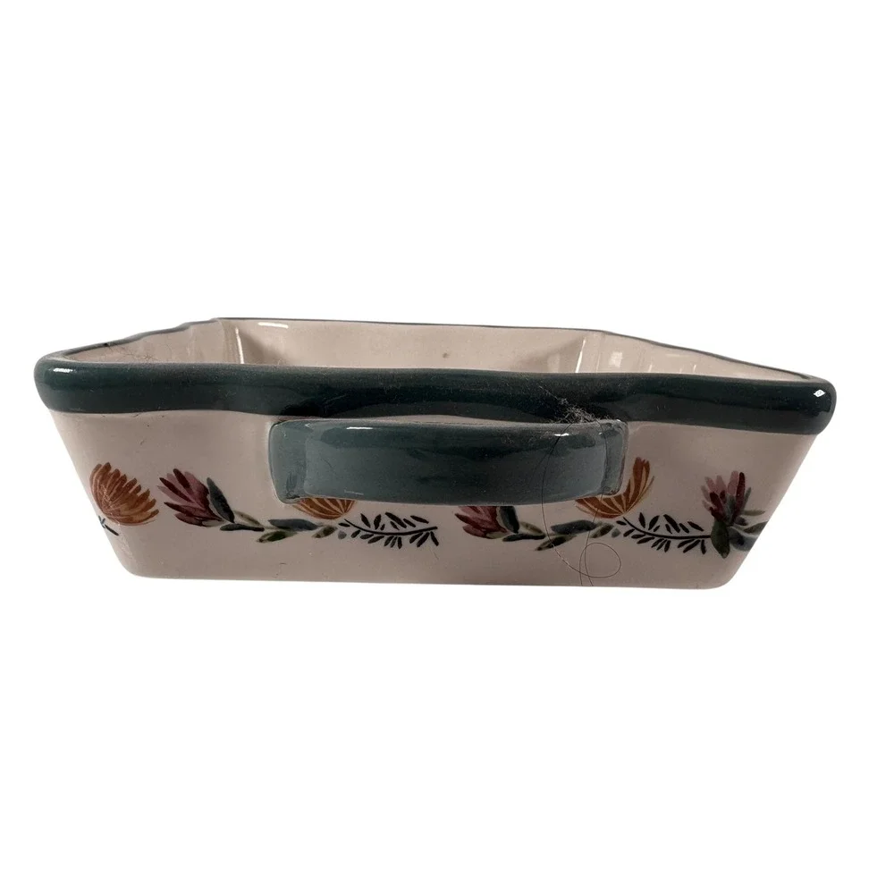 Threshold Baking Dish Unisex 8x8 Cream Floral Excellent Stoneware Scalloped Rim